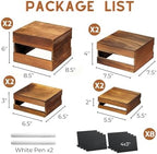 8PCS Wooden Buffet Risers and Stands with Reusable Table Signs, stackable Cube Rustic Wood Food Risers for, alternate view 3