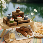 8PCS Wooden Buffet Risers and Stands with Reusable Table Signs, stackable Cube Rustic Wood Food Risers for, alternate view 5
