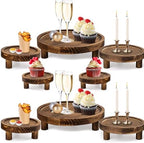8PCS Wooden Risers for Display Wood Cake Stand for Party Round Food Risers for Buffet Wooden Holder Rustic Riser