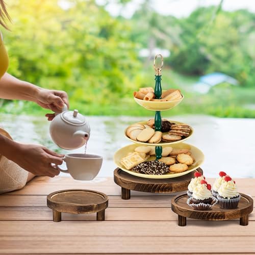 8PCS Wooden Risers for Display Wood Cake Stand for Party Round Food Risers for Buffet Wooden Holder Rustic Riser, alternate