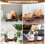 8PCS Wooden Risers for Display Wood Cake Stand for Party Round Food Risers for Buffet Wooden Holder Rustic Riser, alternate