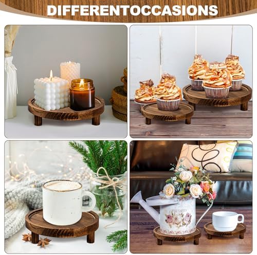 8PCS Wooden Risers for Display Wood Cake Stand for Party Round Food Risers for Buffet Wooden Holder Rustic Riser, alternate