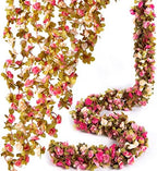 8Pcs x 8.2FT Artificial Flower Garland Rose Vine, Champagne Pink Flower