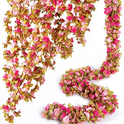8Pcs x 8.2FT Artificial Flower Garland Rose Vine Decor, Fall Purple Flower