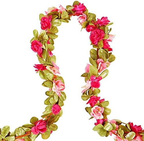 8Pcs x 8.2FT Artificial Flower Garland Rose Vine Decor, Fall Purple Flower, alternate view 3