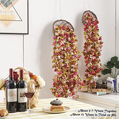 8Pcs x 8.2FT Artificial Flower Garland Rose Vine Decor, Fall Purple Flower, alternate view 4