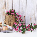 8Pcs x 8.2FT Artificial Flower Garland Rose Vine Decor, Magenta Flower, alternate view 6
