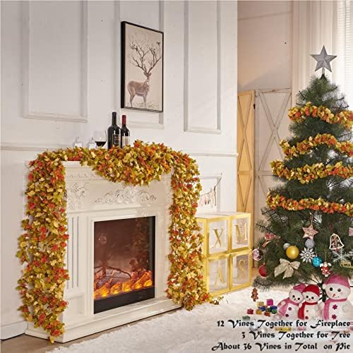 8Pcs x 8.2FT Artificial Flower Garland Rose Vine, Fall Champagne Flower, alternate view 5