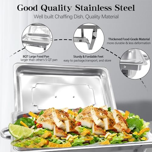 8QT 2 Pack Chafing Dishes for Buffet, Chafing Dish Buffet Warmers, alternate view 4