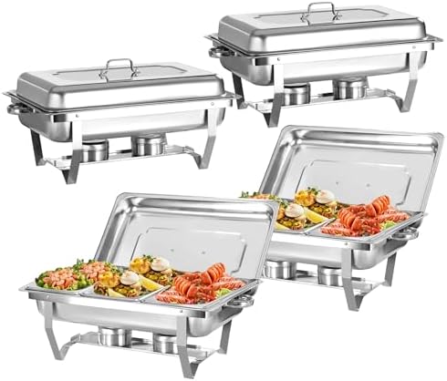 8QT 4 Pack Chafing Dishes for Buffet, Chafing Dish Buffet Warmers
