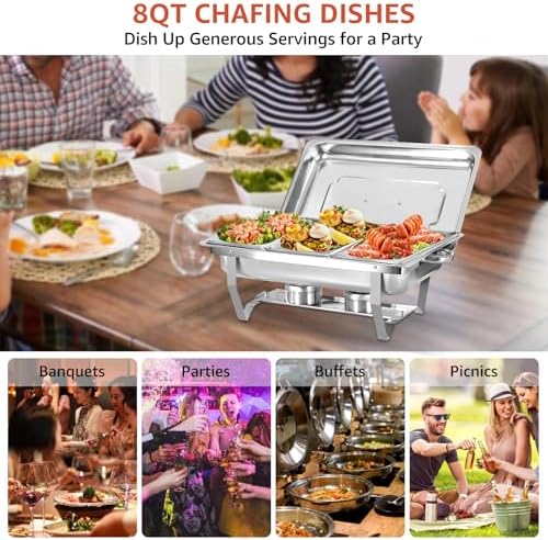 8QT 8 Pack Chafing Dishes for Buffet, Chafing Dish Buffet Warmers, alternate view 4