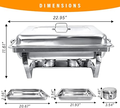 8QT Chafing Dish Buffet Set Stainless Steel Food Warmer 8 Pack, alternate view 2