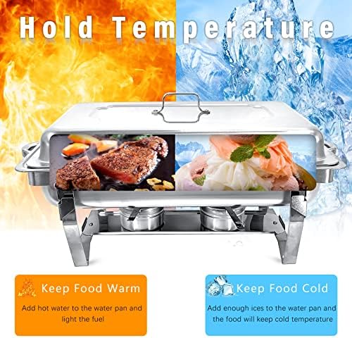 8QT Chafing Dish Buffet Set Stainless Steel Food Warmer 8 Pack, alternate view 3