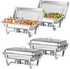 8QT Rectangular Chafing Dish Buffet Set Stainless Steel Catering Chafers Food Warmer with 2 Pans, Fuel Holder