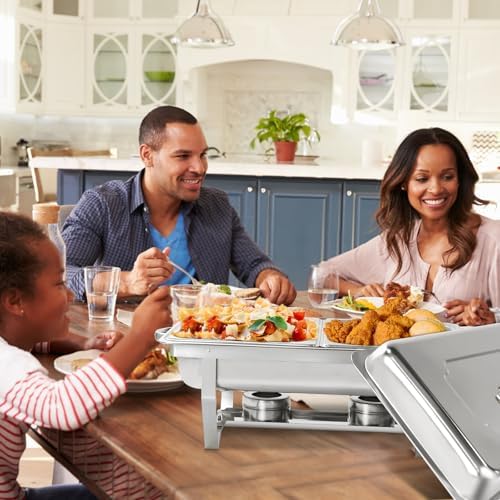 8QT Rectangular Chafing Dish Buffet Set Stainless Steel Catering Chafers Food Warmer with 2 Pans, Fuel Holder, alternate view