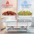 8QT Rectangular Chafing Dish Buffet Set Stainless Steel Catering Chafers Food Warmer with 2 Pans, Fuel Holder, alternate view