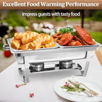 8QT Rectangular Chafing Dish Buffet Set Stainless Steel Catering Chafers Food Warmer with 2 Pans, Fuel Holder, alternate view