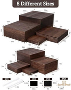 8Sizes Wooden Nested Buffet Risers with Mini Signs for Party Decor in 8 Sizes in wood color, alternate view 3