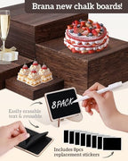 8Sizes Wooden Nested Buffet Risers with Mini Signs for Party Decor in 8 Sizes in wood color, alternate view 4
