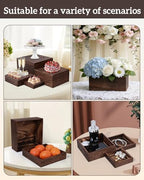 8Sizes Wooden Nested Buffet Risers with Mini Signs for Party Decor in 8 Sizes in wood color, alternate view 7