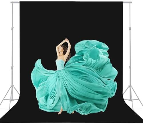 8x10 FT Black Backdrop for Photography, Large Black Screen for Portraits, Background Curtain for Booth Video