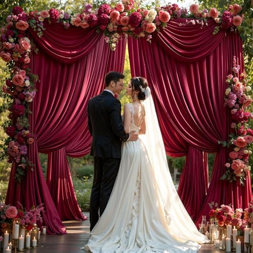 8x10FT Burgundy Backdrop Curtains for Wedding, Wrinkle Free Polyester Photo Backdrop Drapes for Baby Shower, alternate view 4