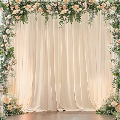 8x10FT Champagne Backdrop Curtains for Wedding Parties, Wrinkle Free Polyester Photography Backdrop Drapes for