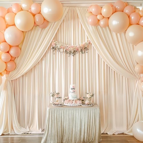 8x10FT Champagne Backdrop Curtains for Wedding Parties, Wrinkle Free Polyester Photography Backdrop Drapes for, alternate