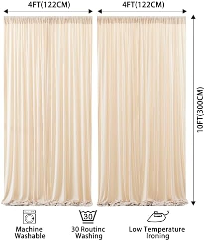 8x10FT Champagne Backdrop Curtains for Wedding Parties, Wrinkle Free Polyester Photography Backdrop Drapes for, alternate