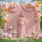 8x10FT Dusty Rose Backdrop Curtains for Wedding Parties, Wrinkle Free Polyester Photography Backdrop Drapes for, alternate