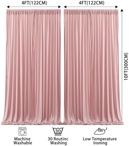 8x10FT Dusty Rose Backdrop Curtains for Wedding Parties, Wrinkle Free Polyester Photography Backdrop Drapes for, alternate