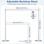 8x10ft Heavy Duty Backdrop Stand with Adjustable Height & Width in 8x10ft, alternate view 5