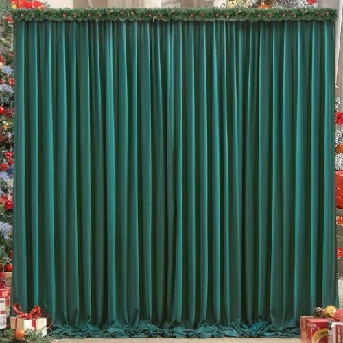 8x10FT Hunter Green Backdrop Curtains for Wedding Parties, Wrinkle Free Polyester Photography Backdrop Drapes