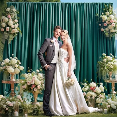 8x10FT Hunter Green Backdrop Curtains for Wedding Parties, Wrinkle Free Polyester Photography Backdrop Drapes, alternate view