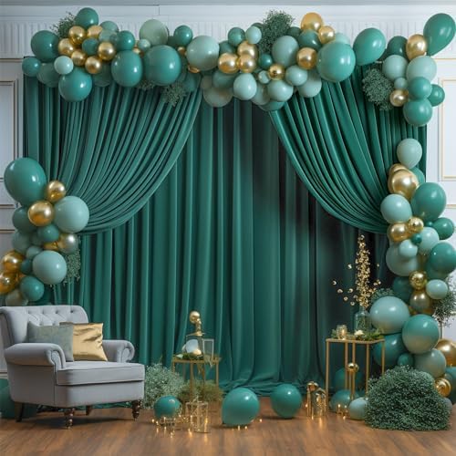 8x10FT Hunter Green Backdrop Curtains for Wedding Parties, Wrinkle Free Polyester Photography Backdrop Drapes, alternate view