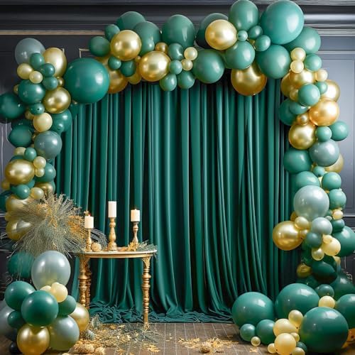 8x10FT Hunter Green Backdrop Curtains for Wedding Parties, Wrinkle Free Polyester Photography Backdrop Drapes, alternate view