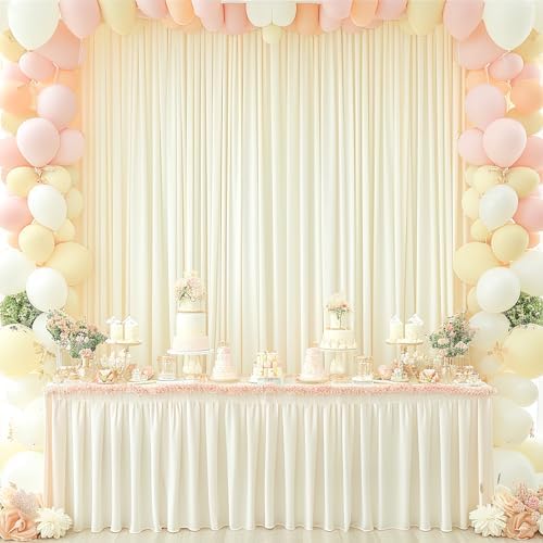 8x10FT Ivory Backdrop Curtains for Wedding Parties, Wrinkle Free Polyester Photography Backdrop Drapes for, alternate view 4