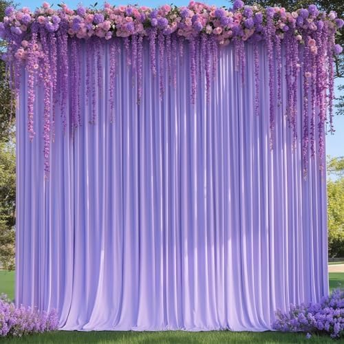 8x10FT Lavender Backdrop Curtains for Wedding Parties, Wrinkle Free Polyester Photography Backdrop Drapes for