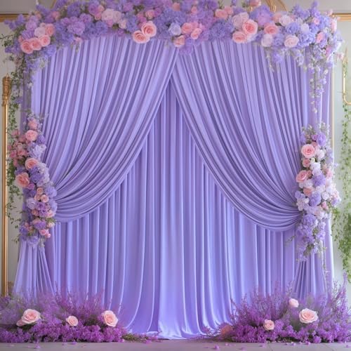 8x10FT Lavender Backdrop Curtains for Wedding Parties, Wrinkle Free Polyester Photography Backdrop Drapes for, alternate view
