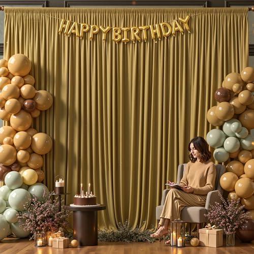 8x10FT Light Brown Backdrop Curtains for Wedding Parties, Wrinkle Free Polyester Photography Backdrop Drapes for, alternate