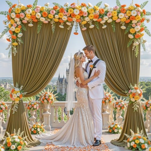 8x10FT Light Brown Backdrop Curtains for Wedding Parties, Wrinkle Free Polyester Photography Backdrop Drapes for, alternate
