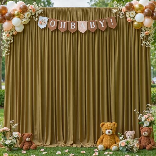 8x10FT Light Brown Backdrop Curtains for Wedding Parties, Wrinkle Free Polyester Photography Backdrop Drapes for, alternate