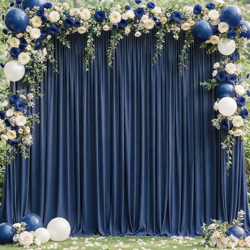 8x10FT Navy Blue Backdrop Curtains for Wedding Parties, Wrinkle Free Polyester Photography Backdrop Drapes for