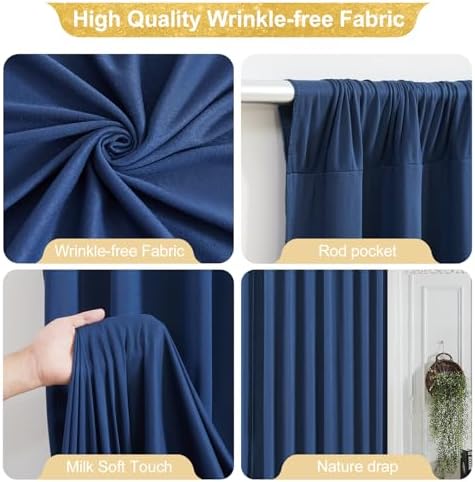 8x10FT Navy Blue Backdrop Curtains for Wedding Parties, Wrinkle Free Polyester Photography Backdrop Drapes for, alternate
