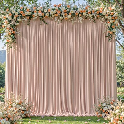 8x10FT Nude Backdrop Curtains for Wedding Parties, Wrinkle Free Polyester Photography Backdrop Drapes for