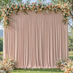8x10FT Nude Backdrop Curtains for Wedding Parties, Wrinkle Free Polyester Photography Backdrop Drapes for