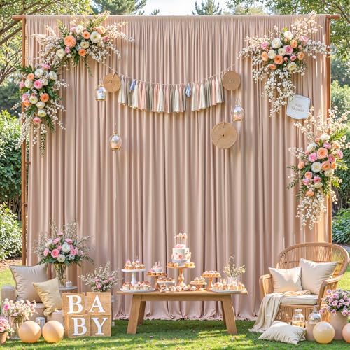 8x10FT Nude Backdrop Curtains for Wedding Parties, Wrinkle Free Polyester Photography Backdrop Drapes for, alternate view 6