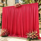 8x10FT Red Backdrop Curtains for Wedding Parties, Wrinkle Free Polyester Photo Backdrop Drapes for Birthday Baby