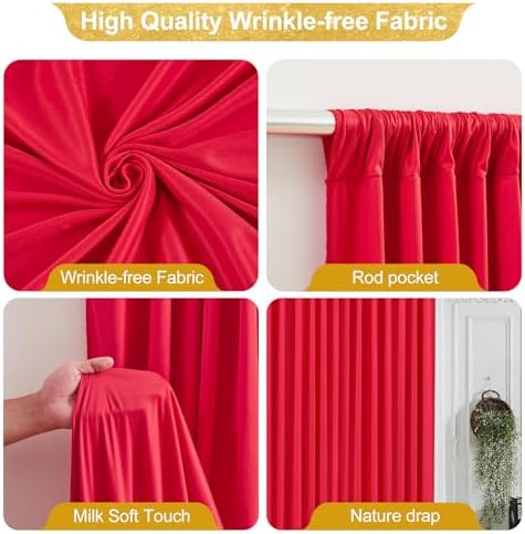 8x10FT Red Backdrop Curtains for Wedding Parties, Wrinkle Free Polyester Photo Backdrop Drapes for Birthday Baby, alternate