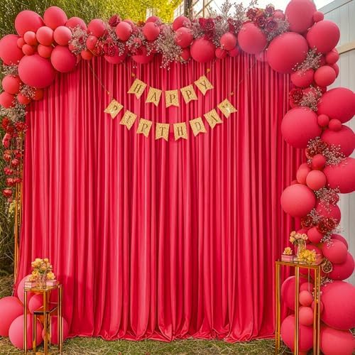 8x10FT Red Backdrop Curtains for Wedding Parties, Wrinkle Free Polyester Photo Backdrop Drapes for Birthday Baby, alternate
